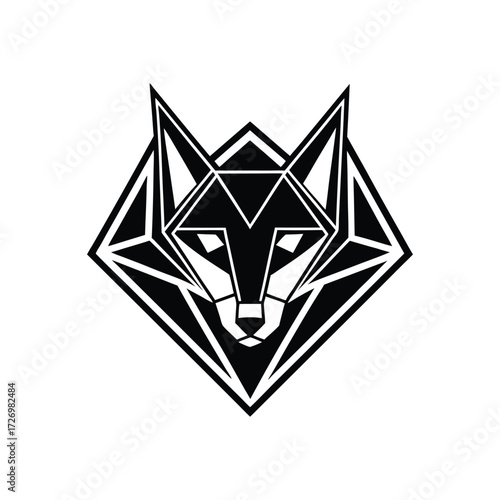Fox with geometric shapes silhouette logo clean vector art illustration