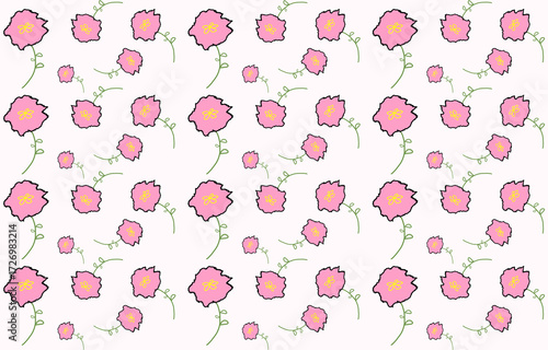 Hand-Drawn Seamless Pink Floral Pattern