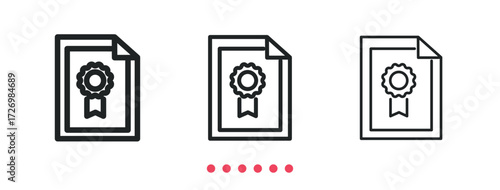 Certificate icon. Thin line icon vector