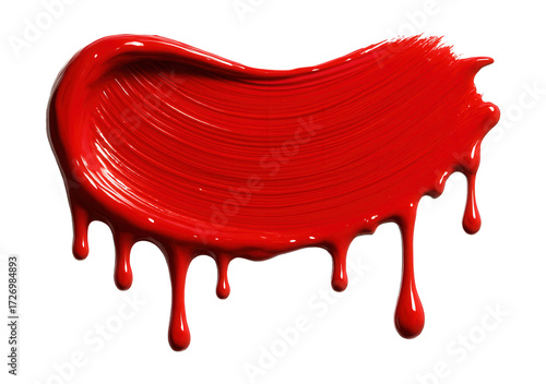 Red paint brush stroke with dripping border.