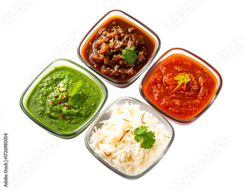 Top View of Six Traditional Indian Dips