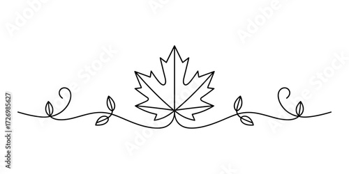 Maple Leaf Decorative Border Continuous Line Drawing Vector