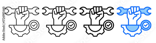 Management Service Icon Different Style Outline Collection Set