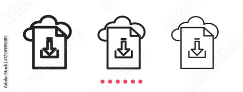 Cloud download icon. Thin line icon vector