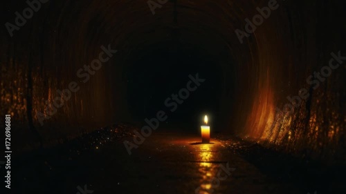 Lone Candle in a Dark Tunnel – Ambient Loop Background