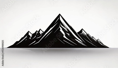 Silhouette illustration of a mountain range with jagged peaks against a white background, casting a subtle shadow.