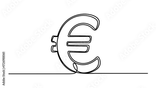 Euro Currency Symbol Continuous Line Drawing