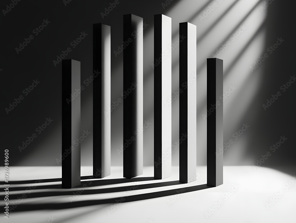 Obraz premium Abstract Geometric Columns With Dramatic Shadows