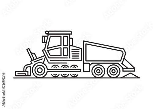 Road paver truck line art vector