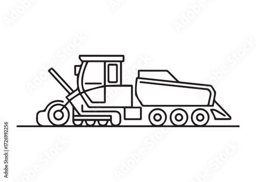 Road paver truck line art vector