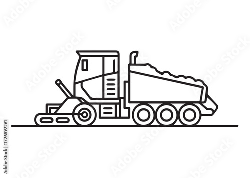 Road paver truck line art vector