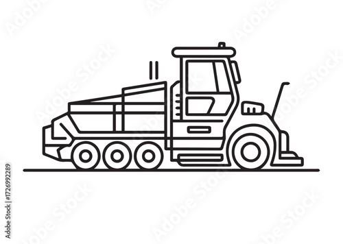 Road paver truck line art vector