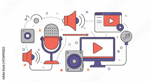 Vector illustration audio and video