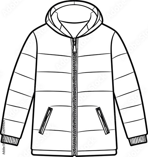 Hooded Jacket Vector Mockup Template Clothing Design Illustration