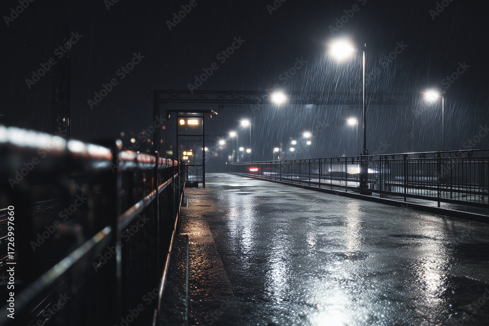 Fototapeta premium Rainy Street City Night
