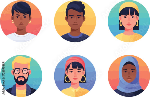 set of illustration faces