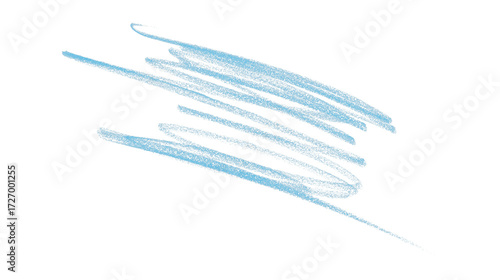Hand drawn light blue pencil lines, circles, stripes and squiggly lines on a transparent background.