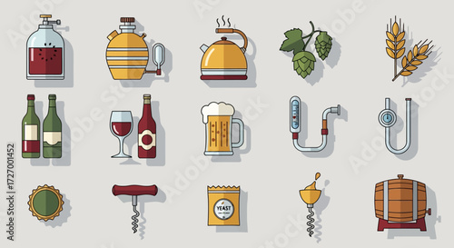 Craft Beer Brewing Icons A Collection of Symbols for Homebrew Enthusiasts and Breweries
