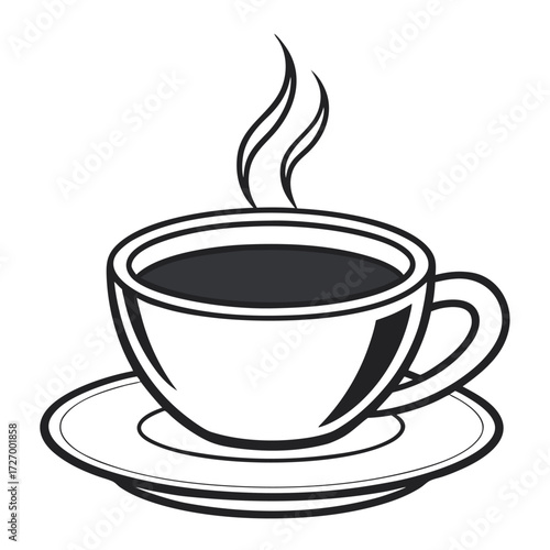 Black Colour hot cocoa Vector Illustration, Solid White Background (3).eps