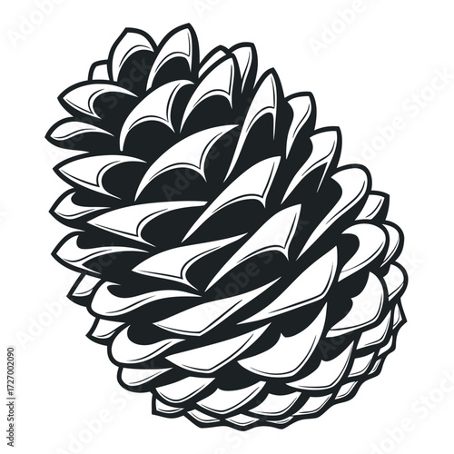 Black Colour pinecone Vector Illustration, Solid White Background (2).eps