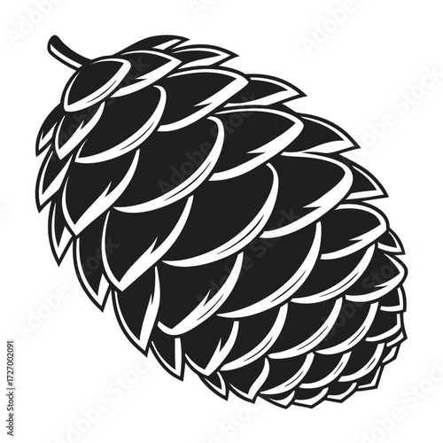 Black Colour pinecone Vector Illustration, Solid White Background (1).eps