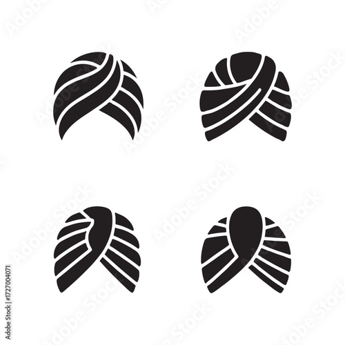 Turban Wrap Solid Icons Set Pack
