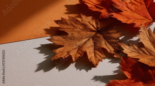 Autumn leaves on light background