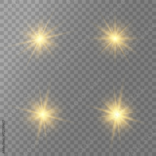 Lens Flare, light glow effect. sun or realistic shining star with backlight effect. bokeh glitter and sparkles or sparkles on transparent background.
