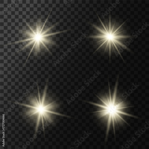 Lens Flare, light glow effect. sun or realistic shining star with backlight effect. bokeh glitter and sparkles or sparkles on transparent background.
