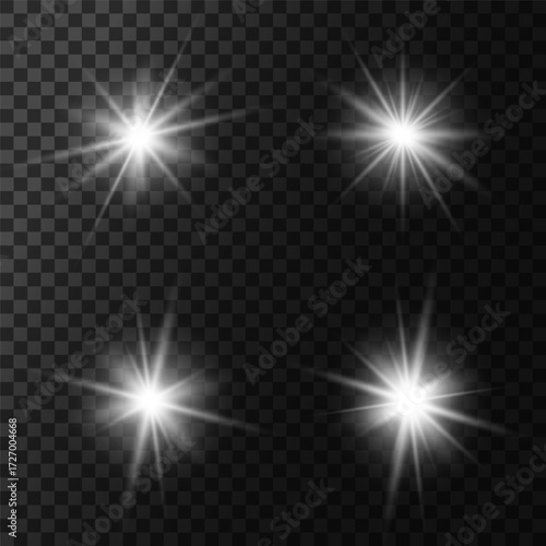 Lens Flare, light glow effect. sun or realistic shining star with backlight effect. bokeh glitter and sparkles or sparkles on transparent background.
