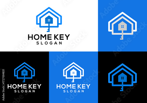 house logo icon vector with key