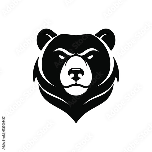 Intimidating Black Bear Head Logo - Wild Animal Emblem Design