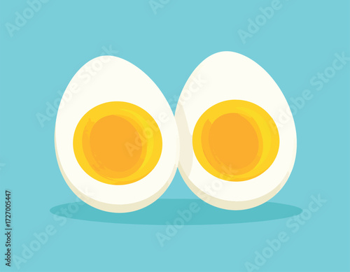 Bright and cheerful seamless pattern of halved hard-boiled eggs with golden yolks on a fresh blue background. Perfect for food, breakfast, or healthy lifestyle designs.