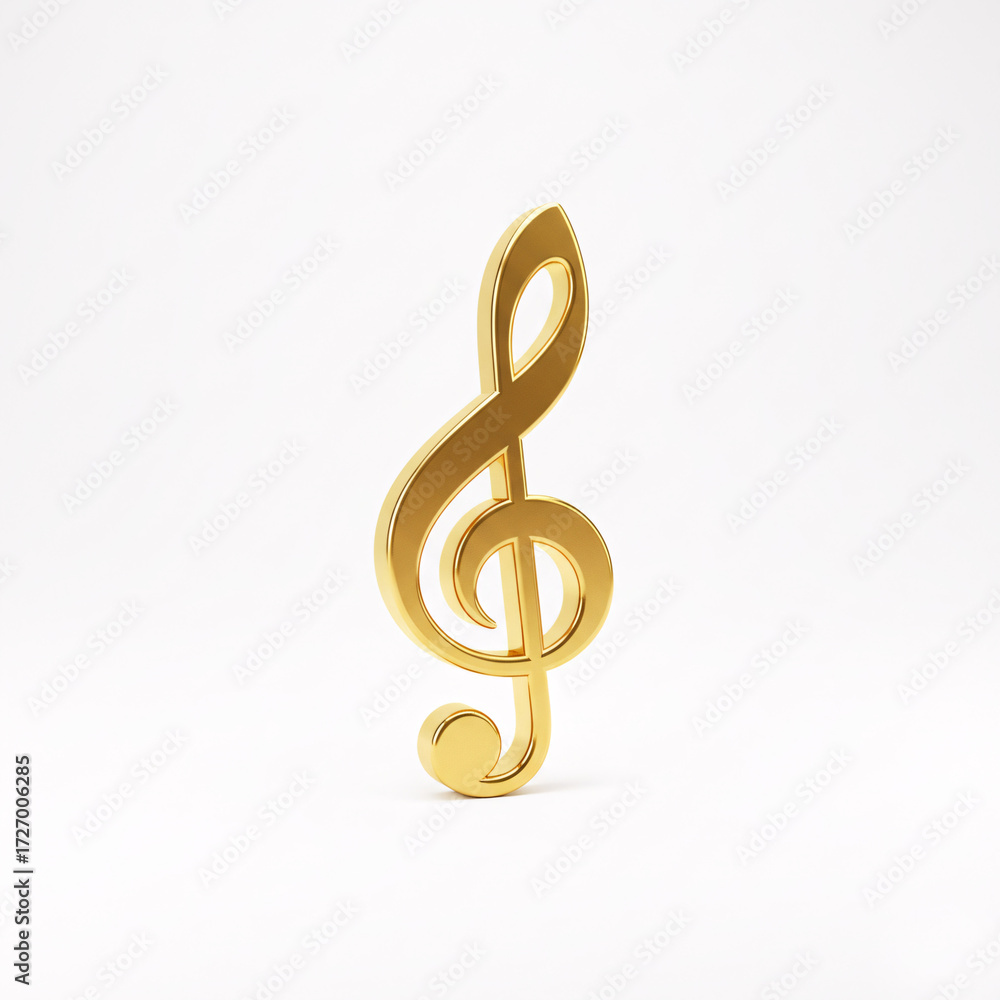 Fototapeta premium A golden treble clef isolated on a white