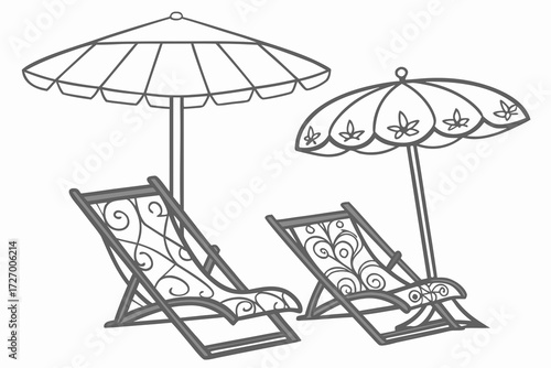 beach chair and umbrella