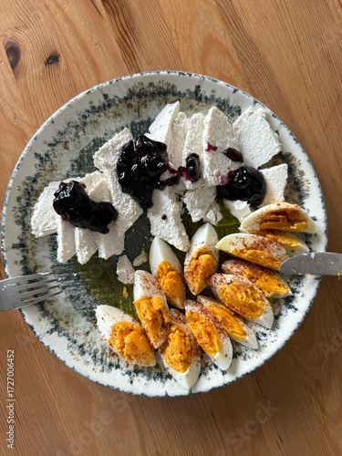 Full of protein breakfast with egg and turkish lor cheese