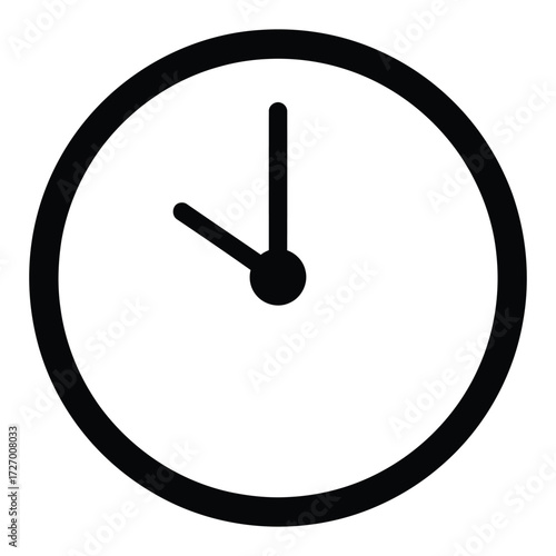 Simple black and white clock face showing ten o clock with bold outline and hands pointing at the time