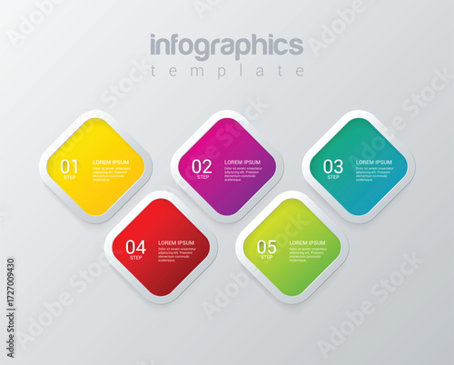 Colorful rounded square infographic elements arranged in a visually appealing layout for presentations and reports