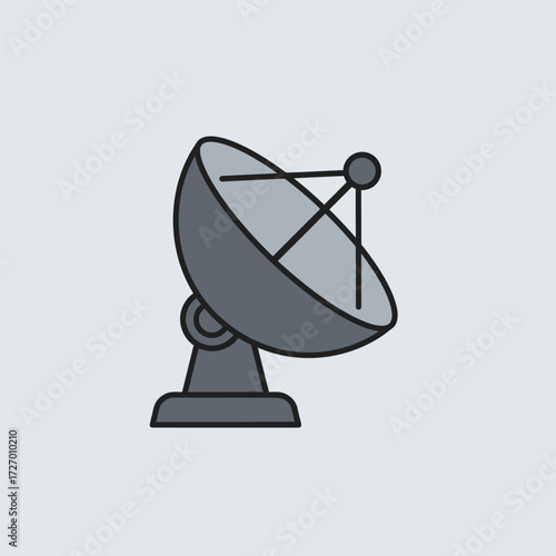 Illustration of a satellite dish, a communication device used for transmitting and receiving signals.