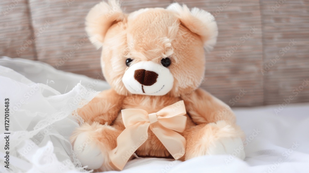 Fototapeta premium Cuddly Teddy Bear Toys: Fluffy Brown Stuffed Bears, White Plush Teddies & Christmas Gift Decoration