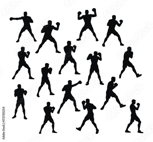 silhouette of a boxer punching hard and powerfully