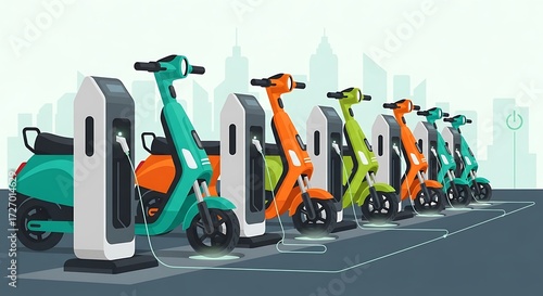 Electric Scooters Charging. (17)
