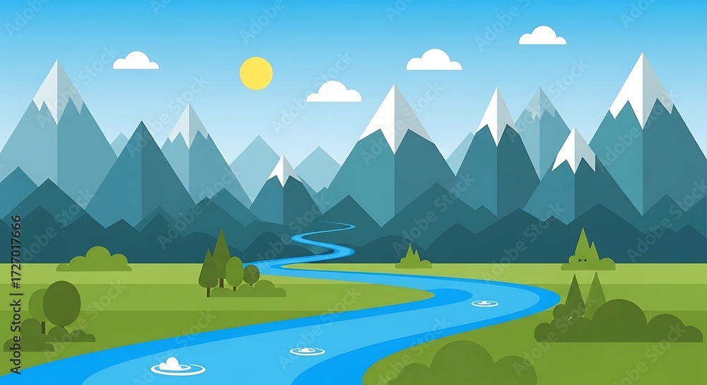 Obraz premium Mountain River Landscape. (2)