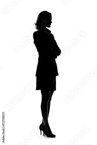 Silhouette of a woman on a neutral white background. Business, society, economy, health, relationships. For designers, marketers, IT. Popular image, illustration.
