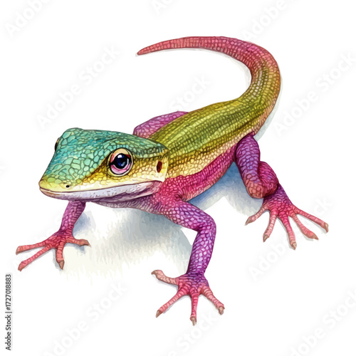 Anole, watercolor vector, isolated on a white background.