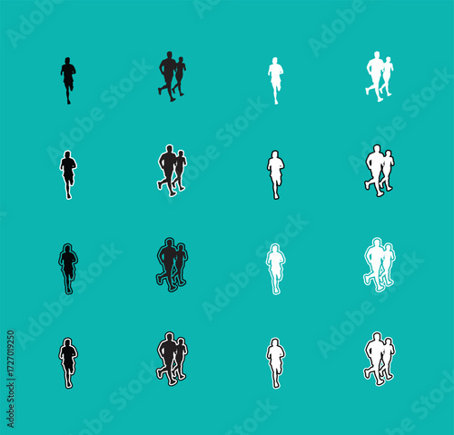 Collection of Runner Sport Silhouettes A set of vector person running, jogging, and sprinting. Perfect for sports graphics, fitness apps, and athletic apparel designs.