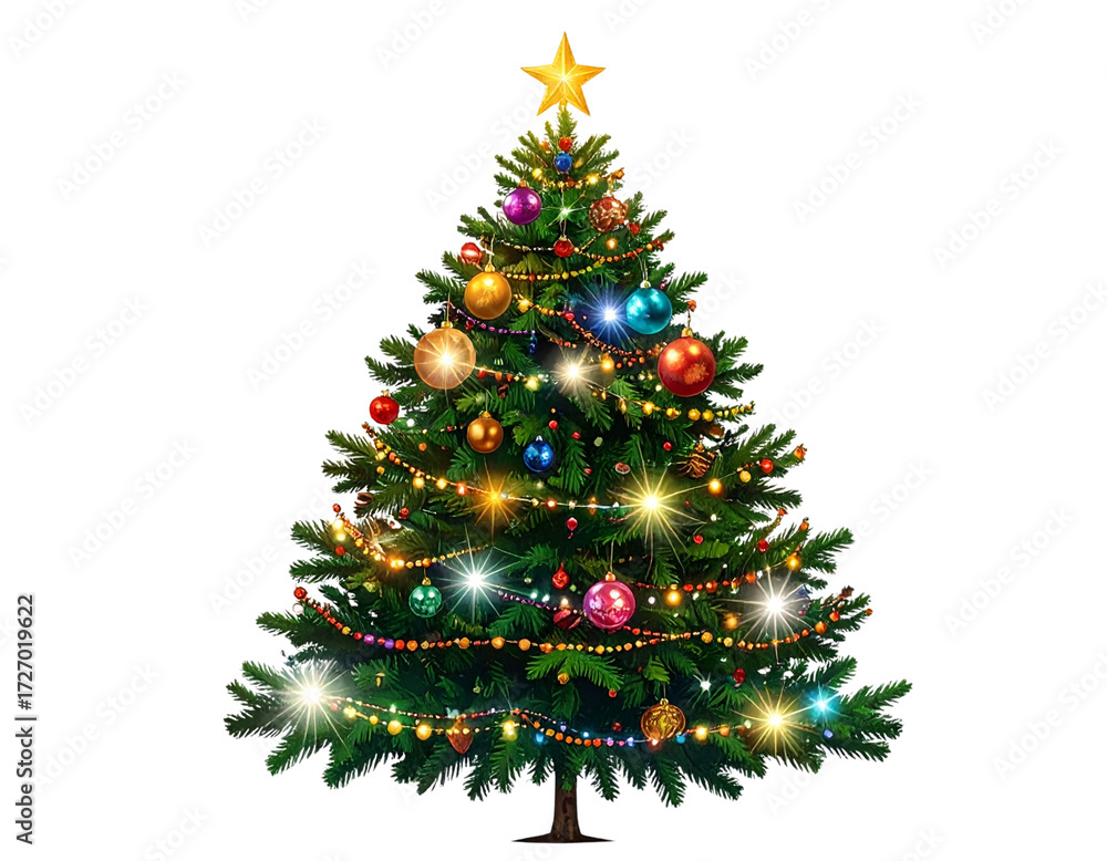 Fototapeta premium Decorated Christmas Tree, Transparent PNG