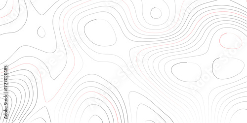 Vector art of topographic contour lines create a visually appealing abstract pattern, suggesting elevation changes and geographical representation