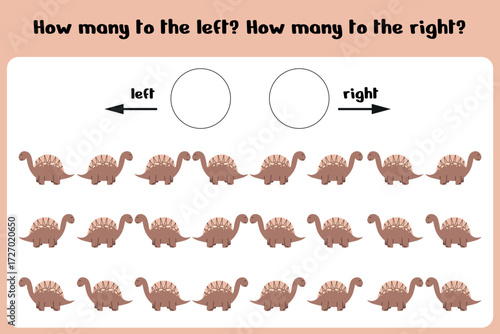Left or Right? Counting Dinosaurs Printable Worksheet