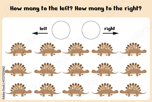 Stegosaurus Left or Right Counting Worksheet